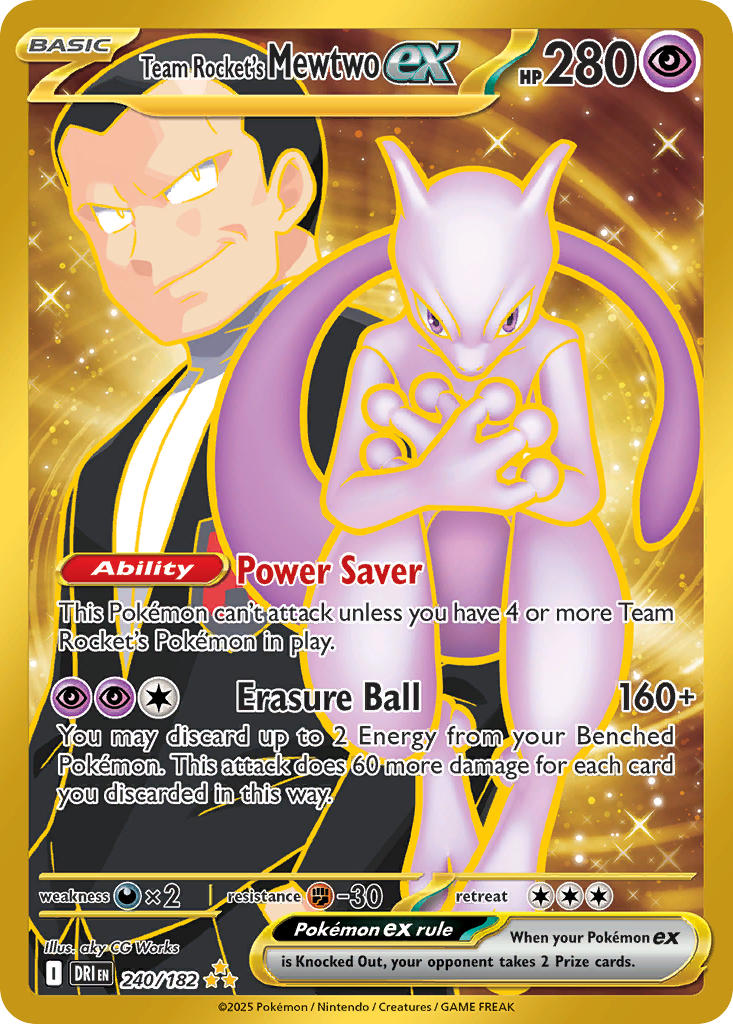 240/182  Team Rocket's Mewtwo ex - 240/182
